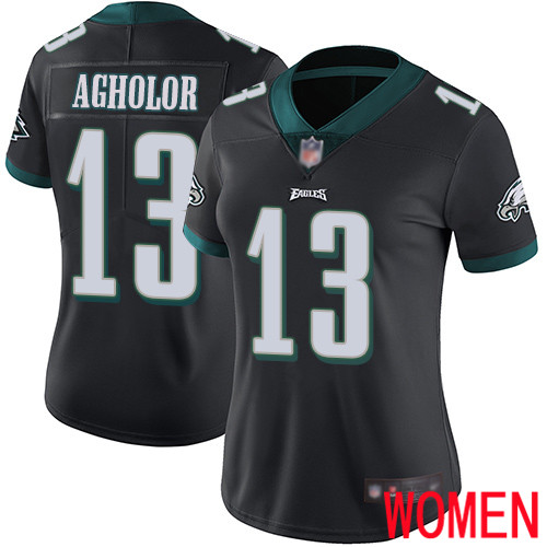 Women Philadelphia Eagles 13 Nelson Agholor Black Alternate Vapor Untouchable NFL Jersey Limited Player 100th